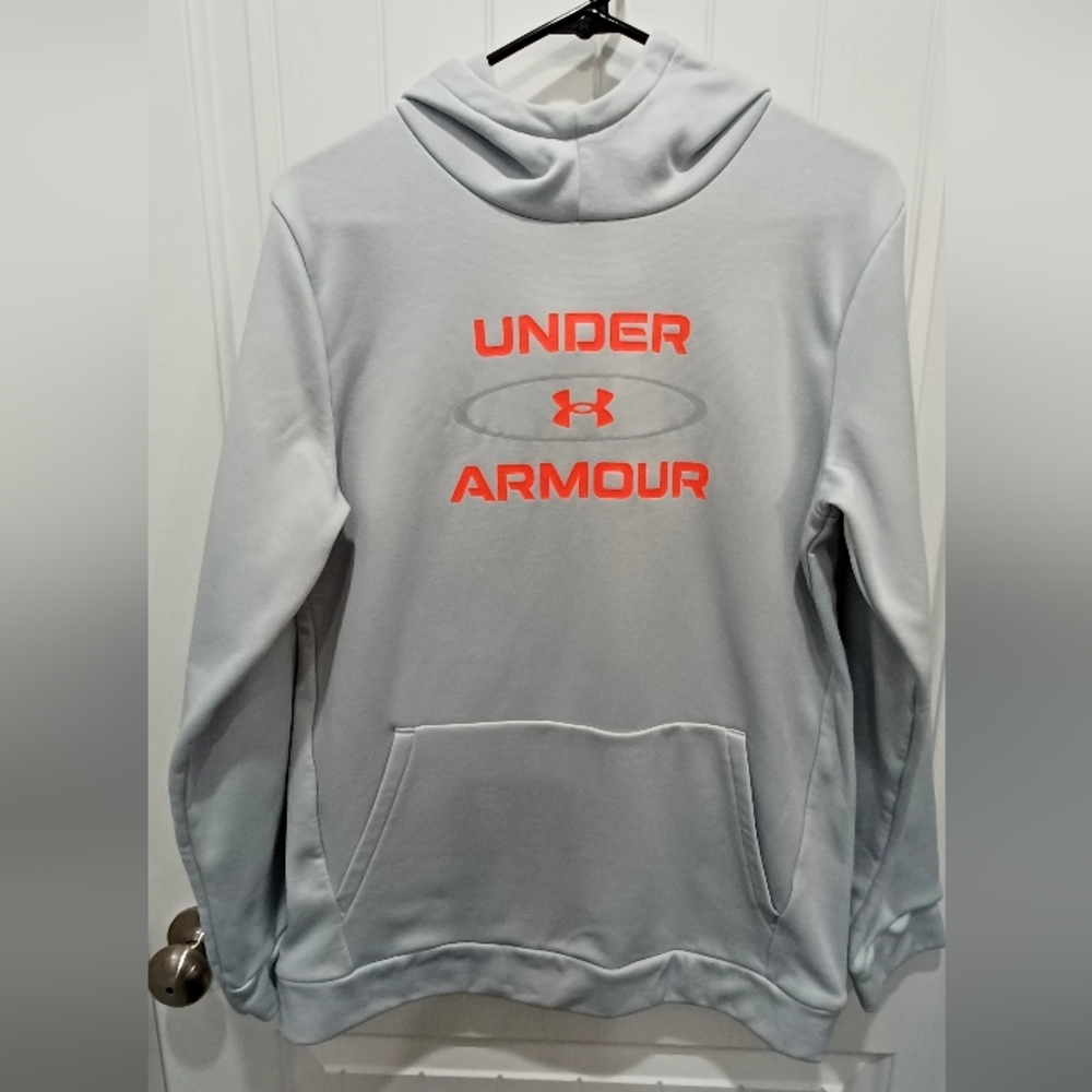 Youth Under Armour Gray Hoodie with Orange Logo Sz YXL #H14